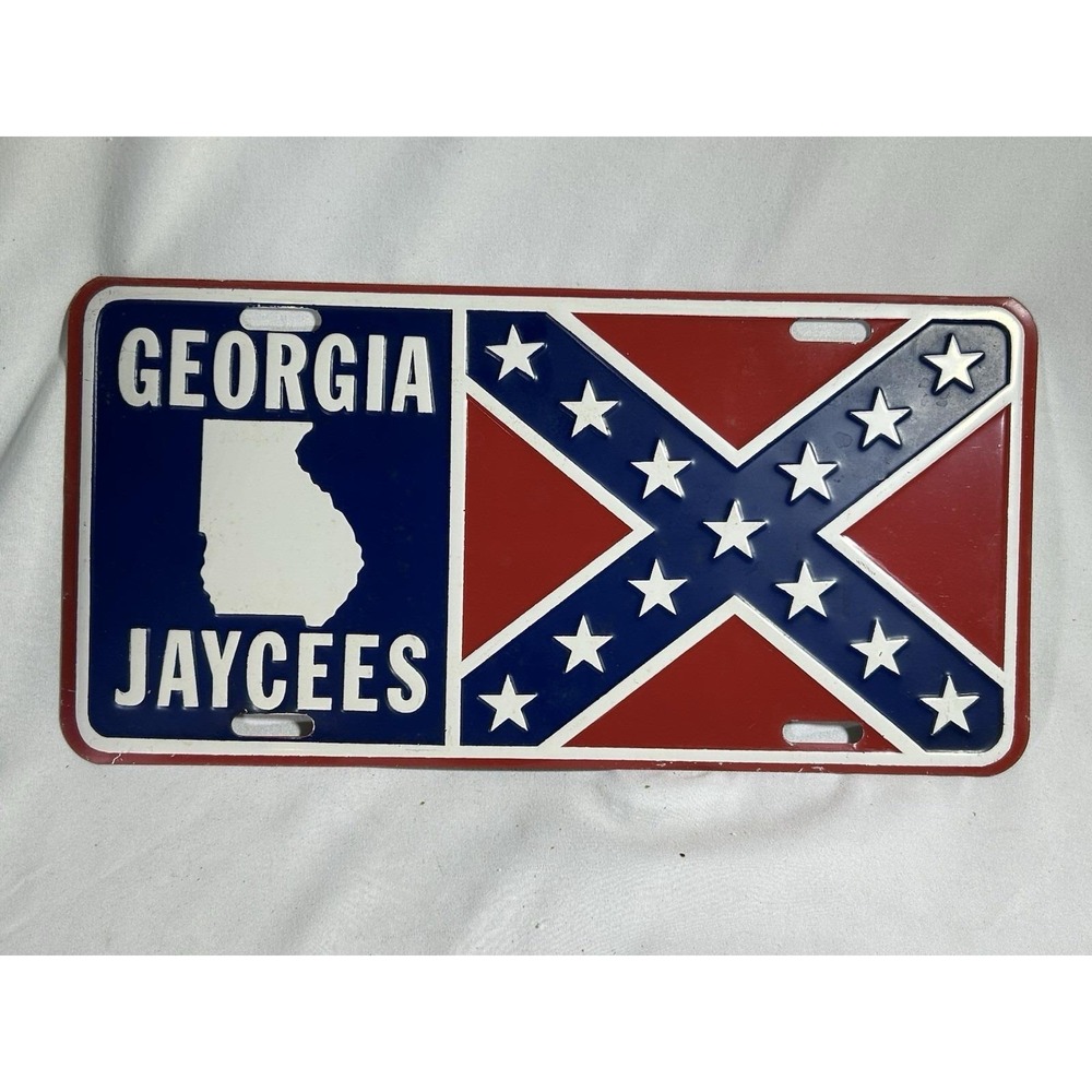 VTG Georgia Jaycees Tag Plate Auto State Flag Auto Truck GA Collectible